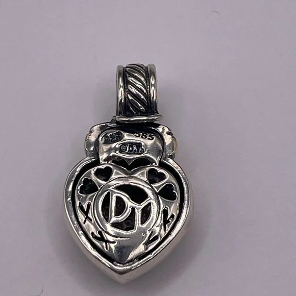 David Yurman 18k Yellow Gold Sterling Silver Heart Pendant - Picture 7 of 12